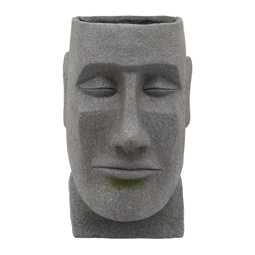 16.75" Gray and Green Outdoor Moai Head Planter