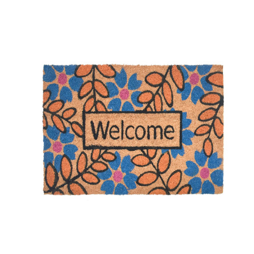 30" Blue And Orange "WELCOME" Doormat