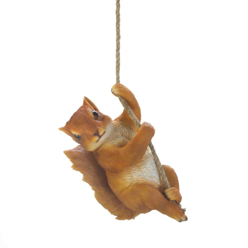 9.5" Brown and White Hanging Contemporary Squirrel Décor