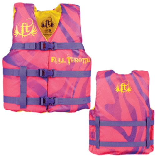 15" Pink and Yellow Full Throttle Youth Character Life Vest Jacket