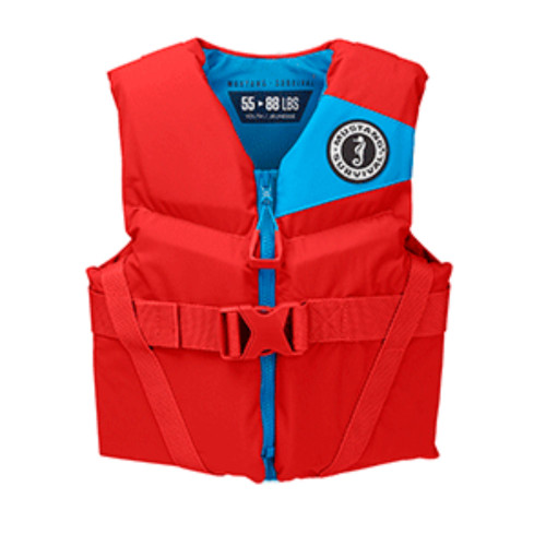 14" Imperial Red and Blue Mustang Multipurpose Youth Foam Life Vest Jacket