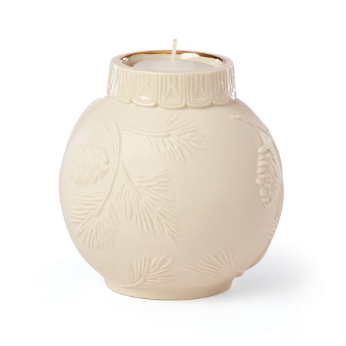5.75" Cream White Ornamental Glow Pinecone Votive Candleholder