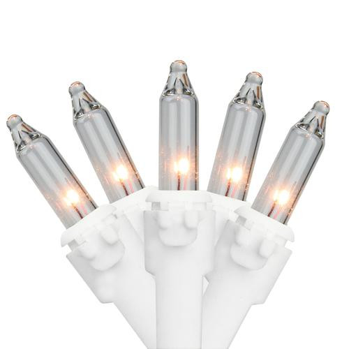 100-Count Clear Mini Christmas Light Set, 21.8ft White Wire