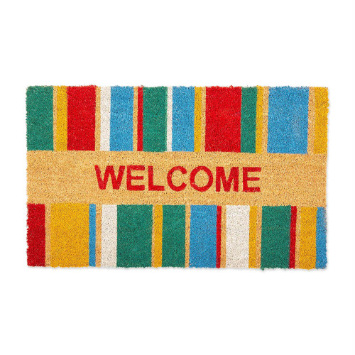30" Beige and Red "WELCOME" Doormat