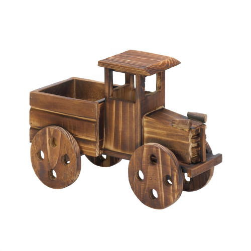 11" Brown and Beige Rustic Antique Truck Outdoor Standing Planter