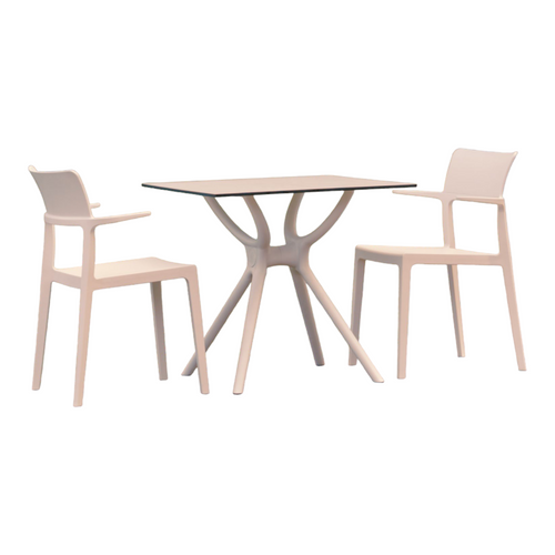 3-Piece White Recyclable Outdoor Patio Dining Set 33.5"