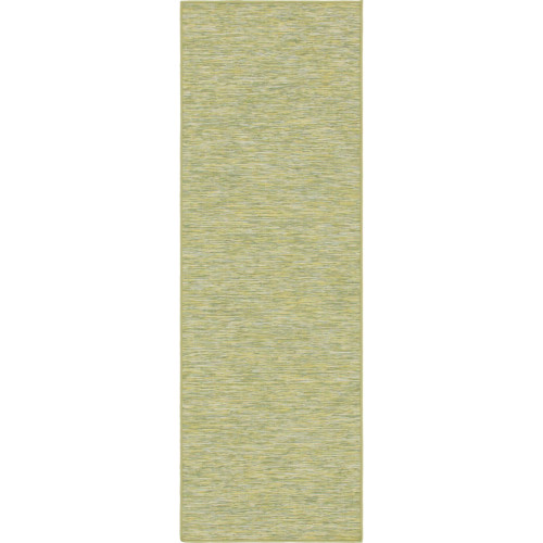 2' x 6' Green and Beige Solid Rectangular Outdoor Rug Runner