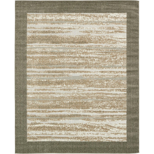 8' x 10' Brown and Beige Transitional Striped Rectangular Outdoor Area Throw Rug