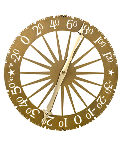 15" Beige and Brown Round Solid Brass Jeffersonian Thermometer