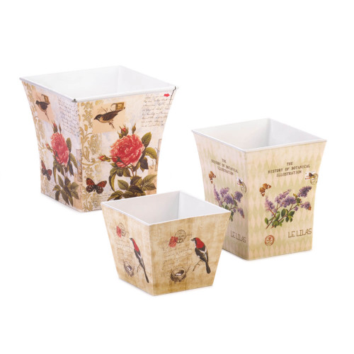 Set of 3 Vibrantly Colored Botanical Garden Planter 7"