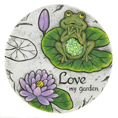 11" White and Green Love My Garden Outdoor Stepping Stone