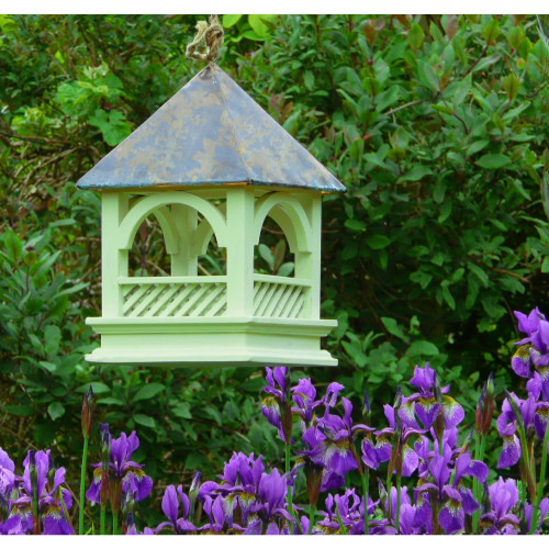 11.75" Mint Green, Steel Blue, and Brown Pet Bird Lovers Collection Bempton Bird Feeder
