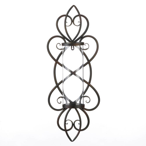 26" Black and Clear Contemporary Heart Candle Wall Sconce