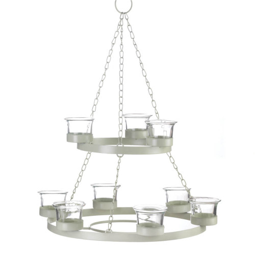 13.5" White Contemporary Tree Candle Chandelier