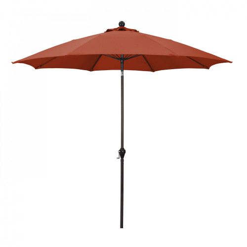 9ft Outdoor Patio Umbrella With Crank Lift and Push Button Tilt System, Brick Brown