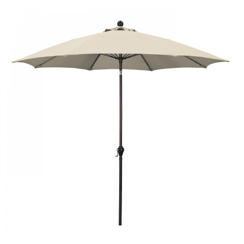 9ft Outdoor Patio Umbrella With Crank Lift and Push Button Tilt System, Beige