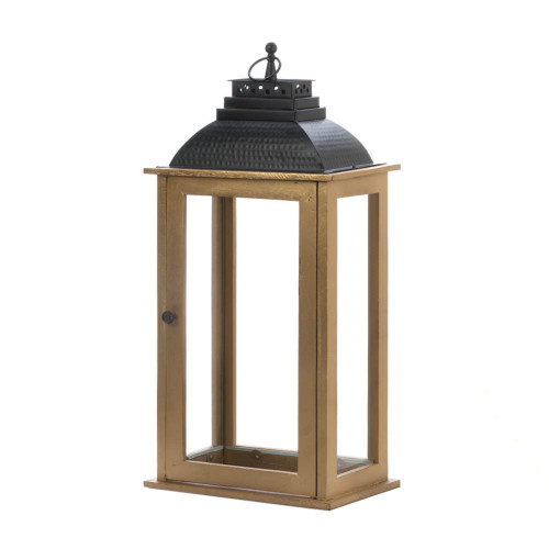 27" Brown and Black Contemporary Candle Lantern