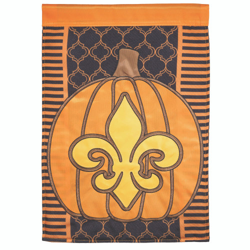 Orange and Black "Fleur de Lis" Double Applique Large Flag 42" x 29"