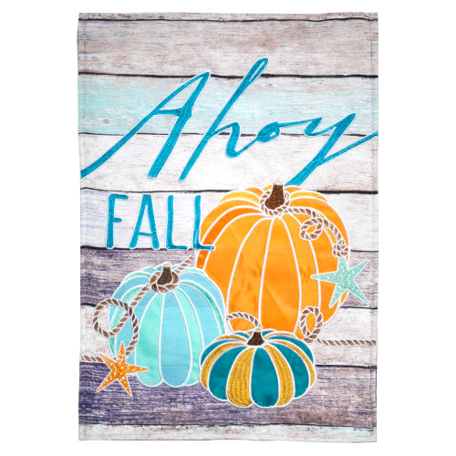 White and Orange "Ahoy Fall" Double Applique Large Flag 42" x 29"