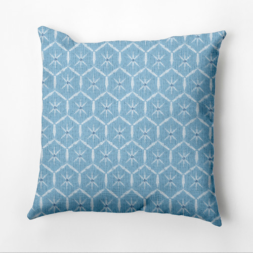 18" x 18" Blue and White Tufted Square Outdoor Throw Pillow