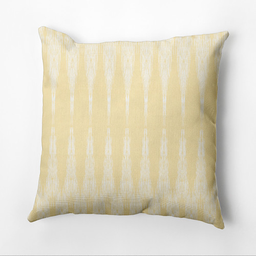 16" x 16" Yellow and White Canterbury Geometric Pattern Outdoor Throw Pillow