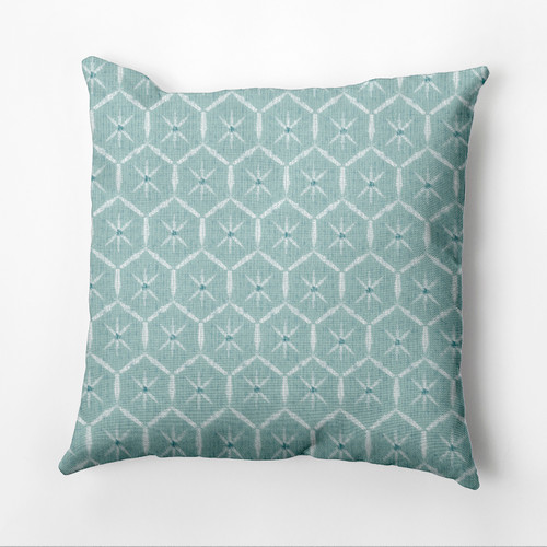 16" x 16" Blue and Green Tufted Square Outdoor Throw Pillow