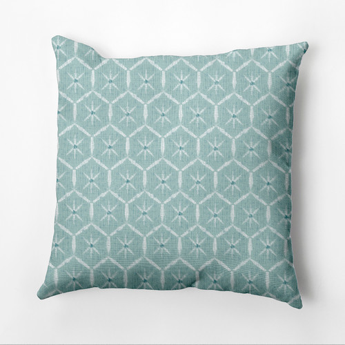 18" x 18" Blue and Green Tufted Square Outdoor Throw Pillow