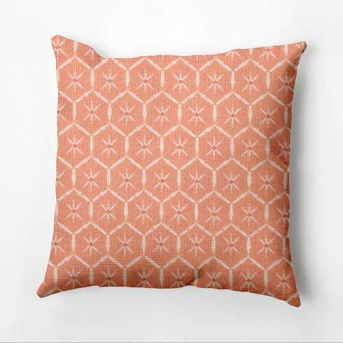 18" x 18" Orange and White Tufted Square Outdoor Throw Pillow