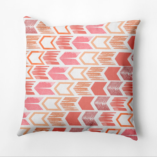 20" x 20" Pink and White Arrow Outdoor Throw Pillow