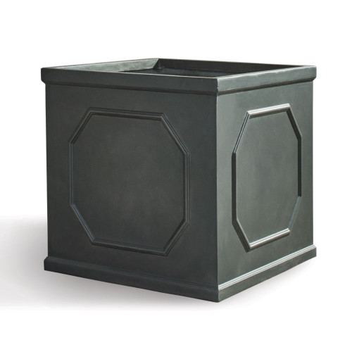21.5" Charcoal Gray Contemporary Square Outdoor Box Planter