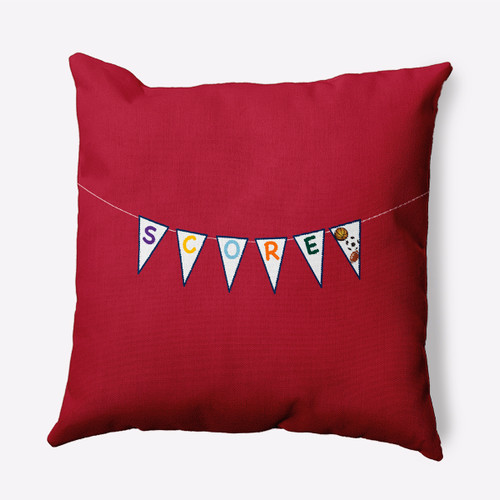16" x 16" Red and White "Score" Square Outdoor Throw Pillow
