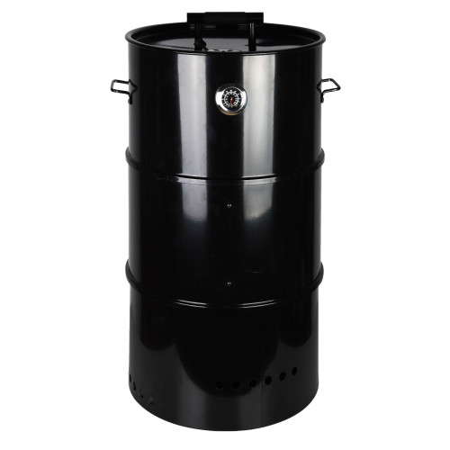 35" Black Solid Large Outdoor Patio Barrel Smoker