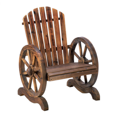 36" Brown Contemporary Adirondack Wagon Wheel Outdoor Chair