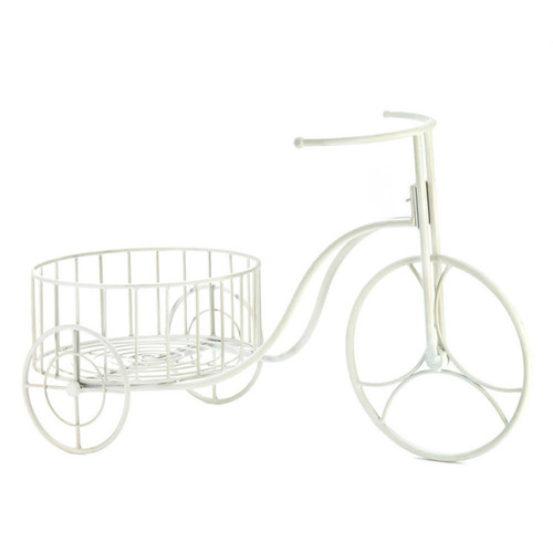 21.5" White Contemporary Three Wheeled Bicycle Planter