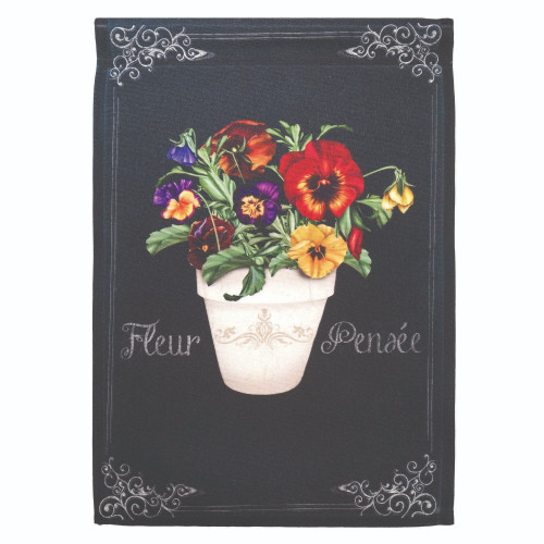 White and Black "Fleur Pensee" Printed Outdoor Garden Flag 44" x 30"