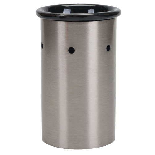 5.75" Silver and Black Tall Slender Cylindrical Metallic Warmer