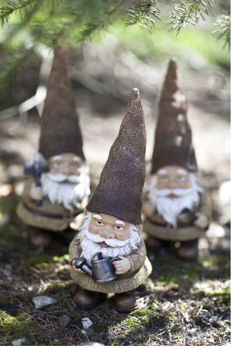 10.75" Friendly Looking Gnomes Holding Varies of Gardening Equipment
