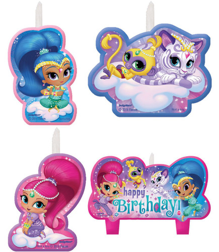 Pack of 4 Blue Shimmer and Shine Birthday Party Candles