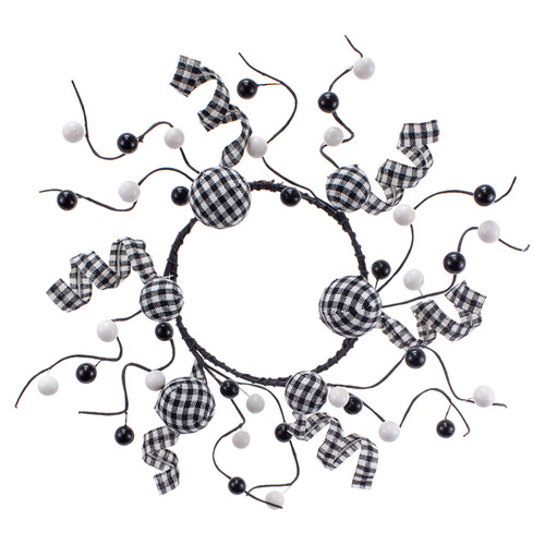 4.5" Black and White Gingham Pattern Candle Ring