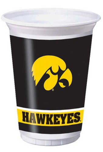 Club Pack of 96 Black NCAA Iowa Hawkeyes Disposable Plastic Drinking Party Tumbler Cups 20 oz.