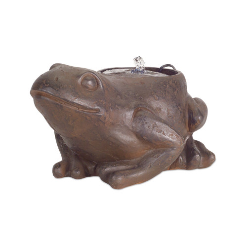 10" Gray and Brown Sitting Frog Fountain