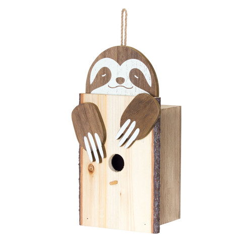 Set of 2 Brown and White Sloth Birdhouse Hanging Decorations 12"