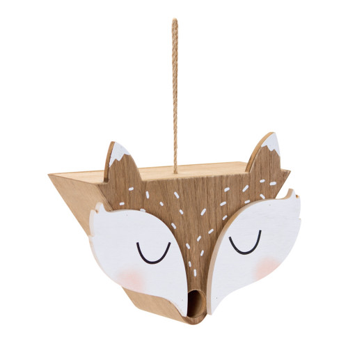 Set of 2 Brown and White Fox Birdhouse Hanging Decorations 10.25"