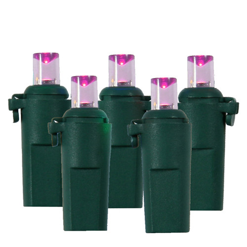 15 Pink Battery Operated 8 Function LED Christmas Lights - 7 ft Green Wire
