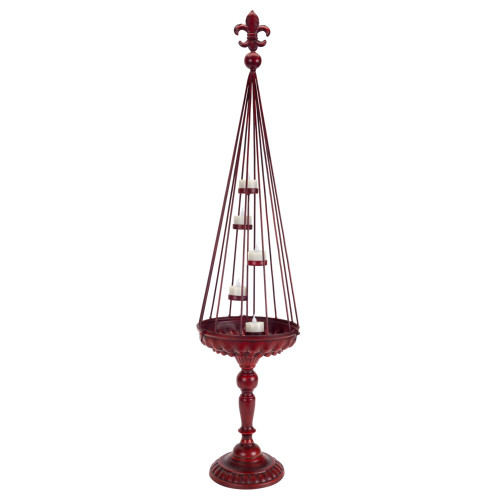 37 Red and White Cage Tea Light Candle Holder