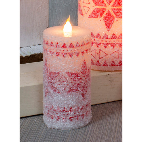 24" Red and White Star Tall Votive Pillar Candle