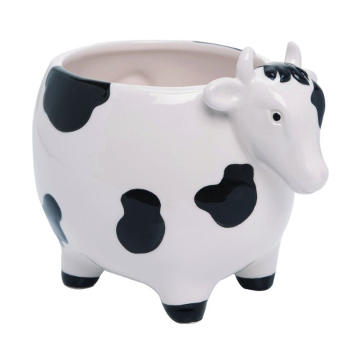7.75" Black and White Easter Farm Cow Outdoor Planter