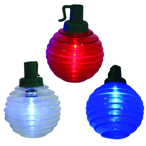 Set of 10 B/O LED Patriotic Red, White and Blue Shimmer Globe Lights - 11 ft Green Wire