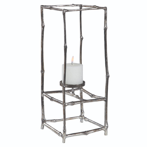 18" Silver Branch Rectangle Candle Holder