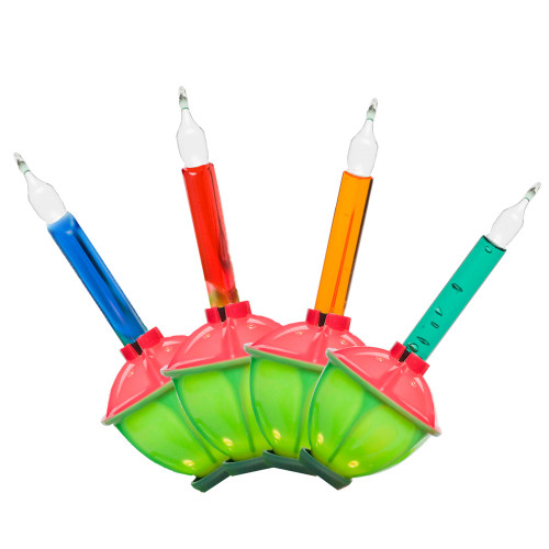 Set of 2 Multi Color Retro Christmas Bubble Lights, 6 ft Green Wire